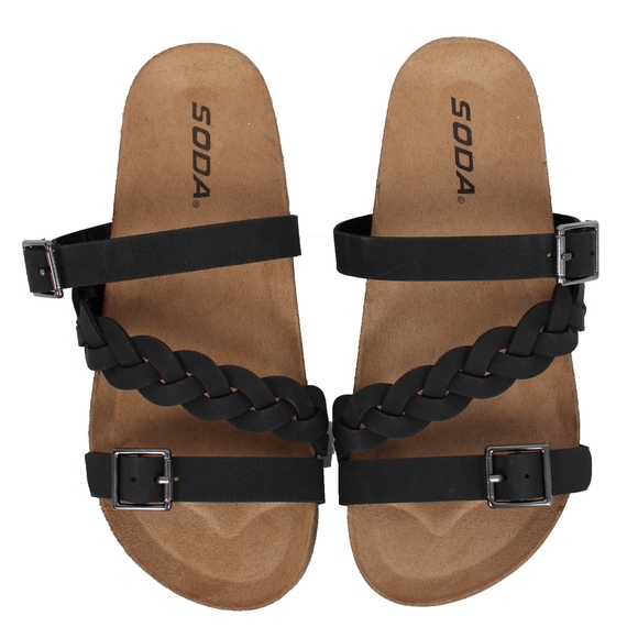Other - GIRLS Black Buckle Strap Platform Slip On Sandal